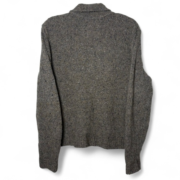 Part Two Wool Alpaca Collared Cardigan Sweater Brown Gray Large Cozy Knit - Picture 6 of 7